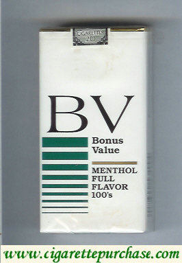 BV Bonus Value Menthol 100s cigarettes Full Flavor USA